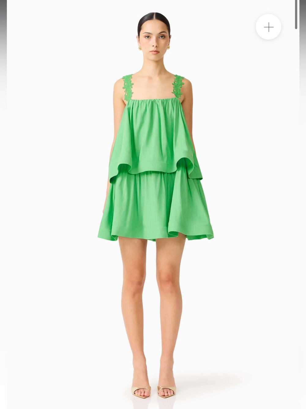 elliatt emilie green tiered ruffle 3d floral straps mini dress size small NEW